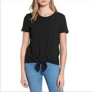 Madewell Texture + Thread black tie front top